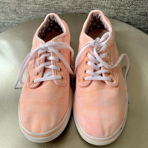 VANS Canvas Lace Up Sneakers skate Shoes hipster Women’s 7 pastel peach coral - Picture 3 of 8